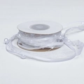 Élégant ruban blanc transparent avec perles pour emballage de cadeaux et fleurs DIY - Taille 5 / Blanc