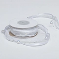 Ruban d'organza blanc avec perles irisées sur bobine pour bricolage et cadeaux - Taille 5 / Blanc AB