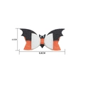 Halloween glitter bat wing hair bow in orange black and white colors 8.8cm x 4.5cm - Bat Bow Hair Clip