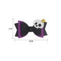 Halloween glitter hair clip in black and purple with skull crown 10cm wide - Skull Bow Hair Clip