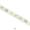 Ivory polyester ribbon with gold fruit patterns style 028 for DIY gift wrapping - Cream White (028#)