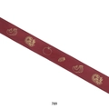 Deep red polyester satin ribbon with gold fruit patterns for gift wrapping decor - Wine Red (789#)