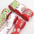 Christmas glitter candy cane ribbons in red and green for festive DIY tree decoration - Custom Style
