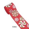 Rotes Weihnachtsband aus Leinenimitat mit Zuckerstangen-Print und grünem Glitzer, 6,3cm breit - 6.3cm Spezifikation / Rot