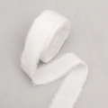 Frayed edge white cotton linen ribbon roll for wedding bouquet and gift wrapping - Creamy White (2cm*9m) 2#