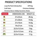 Tableau des tailles détaillé avec dimensions et poids des nœuds de Noël en peluche - Taille Personnalisée (Contacter le Service Client)