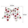 Detail view of a plush Christmas bow with red and green dots, sized 22.5cm by 15.5cm - White Polka Dot Bowknot