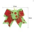 Detail view of green Christmas bow with red dots and plush center, 21cm x 16cm size - Velvet Polka Dot Bow (Style B)