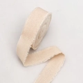 Roll of beige frayed edge cotton linen ribbon for elegant gift wrapping and DIY crafts - Natural (2cm*9m) 21#