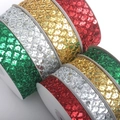 Kleurrijke paillettenlinten in rood, goud, zilver en groen op witte rollen - Andere kleuren aanpasbaar