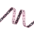 Pink and black 1.5cm jacquard ethnic ribbon with geometric tribal totem patterns - Pink