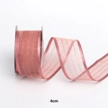 Ruban organza rose translucide de 4cm avec bord métallique pour nœuds à cheveux - Spécification Large Grand Rouleau / Vieux rose