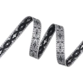 Ethnic 1.5cm geometric jacquard ribbon in black grey and silver woven pattern - Black