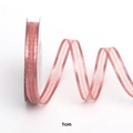 1cm dusty pink sheer organza ribbon with metallic mesh texture for DIY crafts - Narrow Specification Standard Roll / Dusty Pink