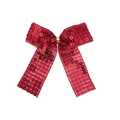 Glitzernde rote Weihnachtsschleife mit Pailletten und eleganter goldener Metallschnalle - Rote Paillettenschleife / 8x9