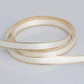 Nastro di raso in poliestere bianco crema con bordi dorati per confezioni regalo - Bordo Oro Champagne (028)