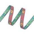 Cinta bordada étnica con motivo jacquard floral rojo para costura y manualidades DIY - 15# Hojas Verde Amarillas