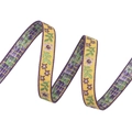Cinta de jacquard estilo étnico con fondo amarillo y patrón de flores púrpuras - 16# Hojas Verde Purpura