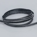 Black polyester ribbon with silver metallic stitching, perfect for gift wrapping DIY bows - Black Silver Edge (030)