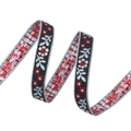 Cinta bordada étnica con motivo jacquard floral rojo y blanco en ribete negro - 8# Hojas Blanco Rojas