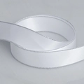 Satin white ribbon with metallic silver edges for gift wrapping and DIY crafts - White Silver Edge (029)