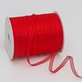 Vibrant red organza ribbon on a white spool for gift wrapping and DIY crafts - 0.6cm*50 Yards / Red