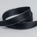 Polyester black satin ribbon with silver metallic edges for DIY gift wrapping bows - Black Silver Edge (030)