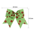 Green plush Christmas bow with red and glitter polka dots, 22.5cm size for holiday decor - Green Polka Dot Bow