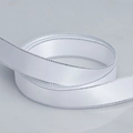 Pearl white polyester ribbon with silver metallic edge for DIY gift packaging - White Silver Edge (029)