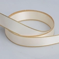Elegant ivory polyester ribbon with gold metallic edges for gift wrapping and DIY crafts - Champagne Gold Edge (028)