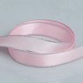 Pink satin ribbon with silver metallic edges for gift wrapping and DIY crafts - Pink Silver Edge (123)