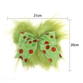 Green plush Christmas bow with red and silver sequin polka dots for festive tree decor - Plush Base Bow (Style C)