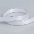 White polyester ribbon with metallic silver edges for DIY gift and floral packaging - White Silver Edge (029)