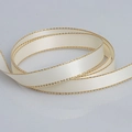 Creamy white satin ribbon with gold metallic edges for gift wrapping and DIY crafts - Champagne Gold Edge (028)
