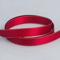 Deep red polyester satin ribbon with fine gold stitched edges for gift wrapping - Wine Red Gold Edge (260)