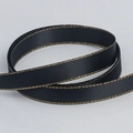 Polyester black satin ribbon with metallic gold stitched edges for gift wrapping - Black Gold Edge (030)