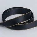 Elegant black polyester satin ribbon with gold metallic edges for gift wrapping - Black Gold Edge (030)