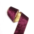 Nastro in velluto viola scuro con retro dorato e bordo metallico per confezioni regalo - Rosso Vino e Oro