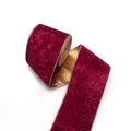 Nastro natalizio in velluto 10cm rosso vino e oro con bordi metallici cablati - Nastro Velluto Largo / Rosso Scuro E Oro