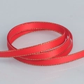 Red polyester ribbon with gold-stitched edges for gift wrapping and DIY bows decoration - Red Gold Edge (235)