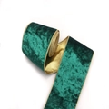 10cm dark green velvet ribbon with gold satin back and wire edges for Christmas decor - 10cm*10 Yards / Green and Gold