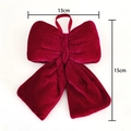 Lazo navideño de terciopelo rojo oscuro con lazo para colgar, 13 cm ancho x 15 cm alto - Pequeño (13cmx15cm)