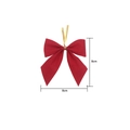 Red flocked 8cm Christmas bow decoration with gold metallic twist tie for DIY decor - 8*8cm / Red