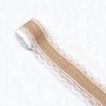 Natural jute burlap ribbon roll with white lace edges for DIY wedding crafts - Pastoral Hollow Style (mb-LBR-5002-1)