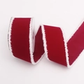Rotes Samt-Weihnachtsband mit weißem Plüschrand auf Rolle für DIY-Geschenkverpackung - Burgunderrot Weißer Kunstfellrand (Breit) / Breit