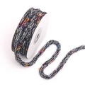 Colorful mixed weave ribbon with vibrant pom poms on white spool for DIY crafts - Black