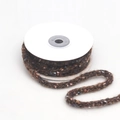 Rotolo di nastro intrecciato peluche marrone scuro con fibre colorate per decorazioni fai-da-te - Marrone