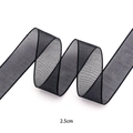 Cinta de gasa negra de 2,5cm con bordes rizados para envolver regalos DIY - Cinta Transparente Negra 2,5 cm * 10 Yardas