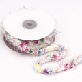 Kleurrijk 1cm pom-pom geweven garenkoord in regenboogkleuren op kartonnen spoel - Wit Veelkleurig / Standaardtype