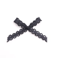 Black 0.3cm polyester lace trim with hollow wave pattern in a crossed display - 2.5cmx2cm / Black